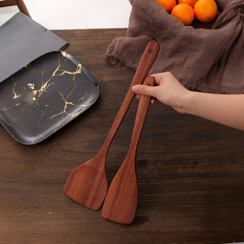 Set de spatule din lemn cu mâner lung, pentru sotare în bucătărie