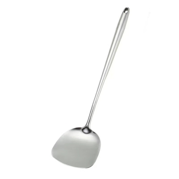 Spatulă din oțel inoxidabil cu mâner lung pentru gătit acasă, rezistentă la căldură pentru prăjit, lingură mare cu găuri, spatulă de bucătar