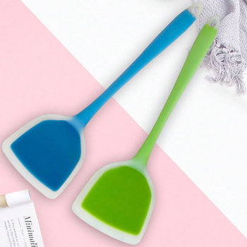Spatulă de bucătărie din silicon, mâner lung, semi-transparentă, calitate alimentară, rezistentă la temperaturi înalte, antiaderentă