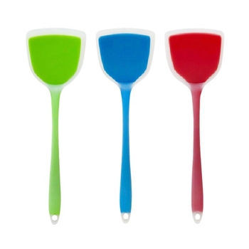 Spatulă de bucătărie din silicon, mâner lung, semi-transparentă, calitate alimentară, rezistentă la temperaturi înalte, antiaderentă
