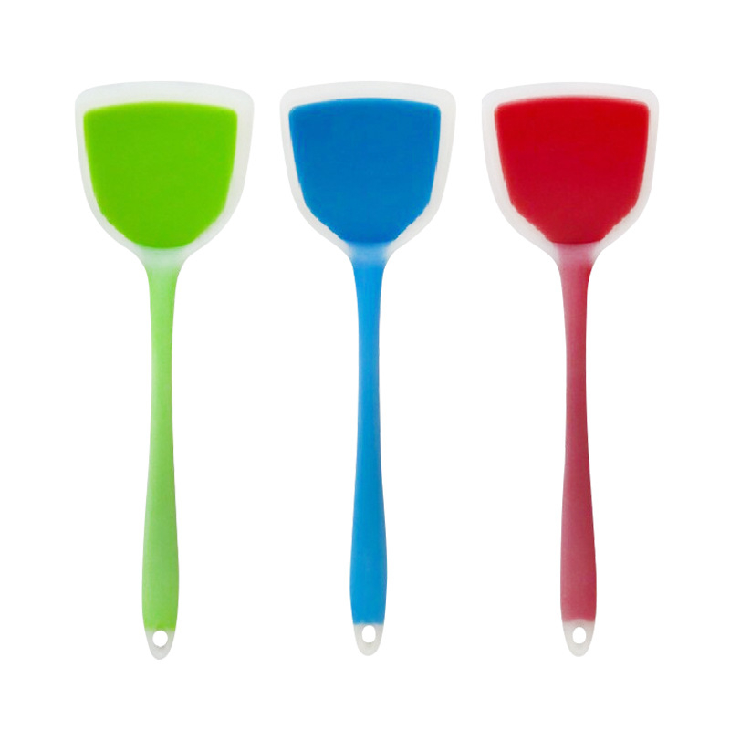 Spatulă de bucătărie din silicon, mâner lung, semi-transparentă, calitate alimentară, rezistentă la temperaturi înalte, antiaderentă