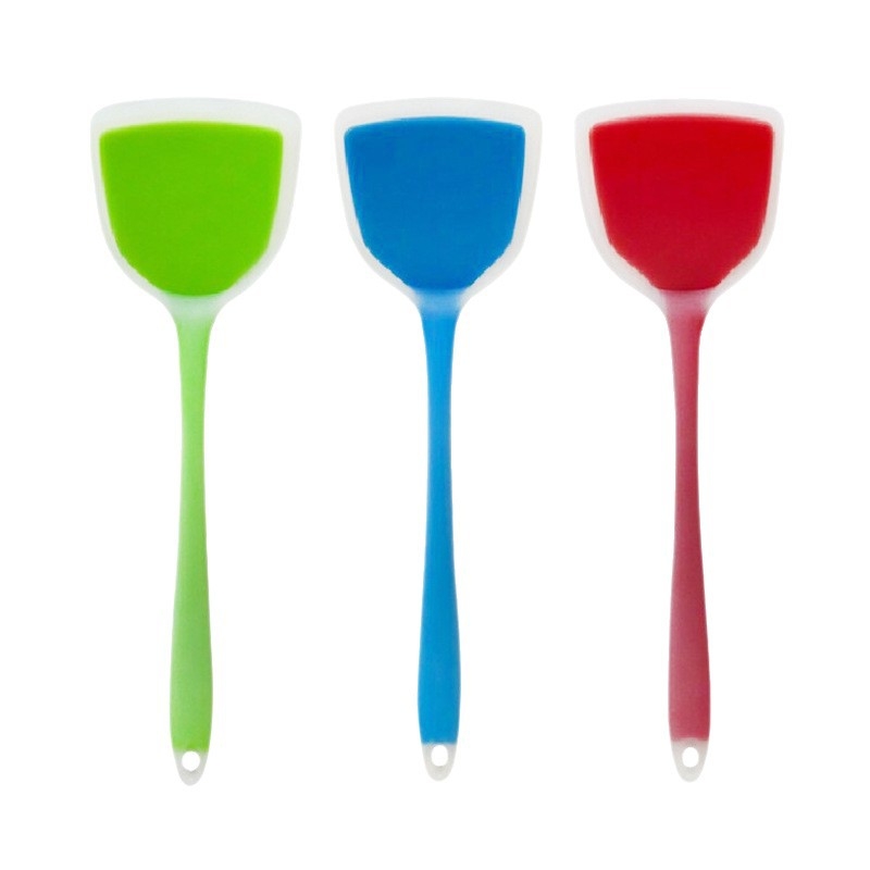 Spatulă de bucătărie din silicon, mâner lung, semi-transparentă, calitate alimentară, rezistentă la temperaturi înalte, antiaderentă