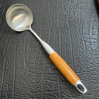 Spatulă din oțel inoxidabil, mâner din lemn de pere, ustensilă de bucătărie, mică dimensiune, pentru sotare