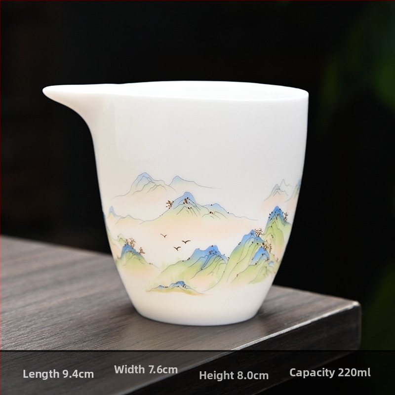 Set bielej porcelánovej čajovej súpravy s motívom krajiny, nový čínski štýl, minimalistické pre domáce použitie