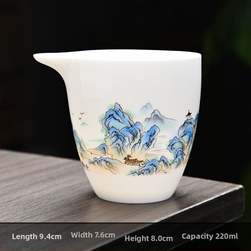 Set bielej porcelánovej čajovej súpravy s motívom krajiny, nový čínski štýl, minimalistické pre domáce použitie