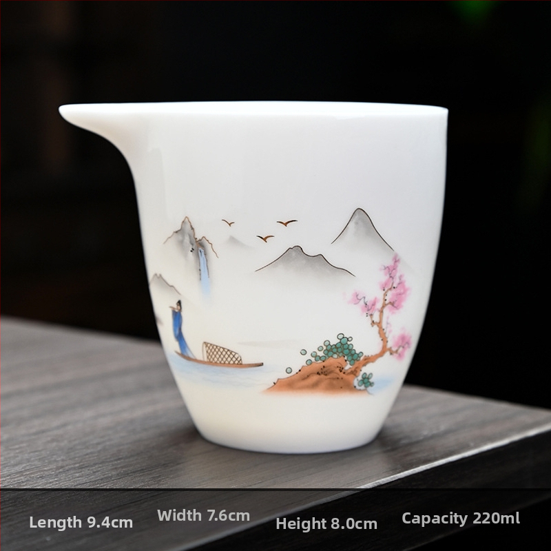 Set bielej porcelánovej čajovej súpravy s motívom krajiny, nový čínski štýl, minimalistické pre domáce použitie