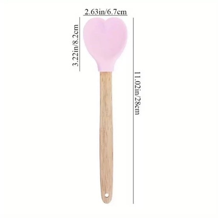 Spatulă din silicon roz pentru cremă, cu inimă, pentru cofetărie și deserturi