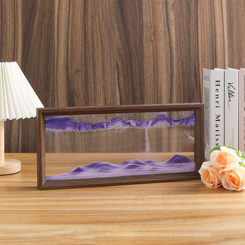 Decorațiune din sticlă: tablou minimalist cu nisip curgător, ramă foto pentru living și birou