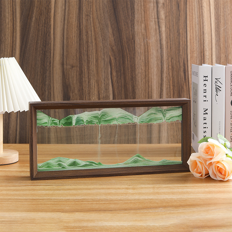 Decorațiune din sticlă: tablou minimalist cu nisip curgător, ramă foto pentru living și birou