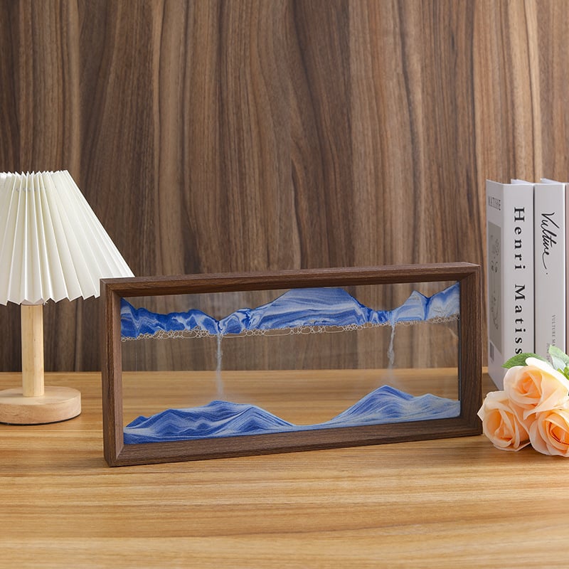 Decorațiune din sticlă: tablou minimalist cu nisip curgător, ramă foto pentru living și birou