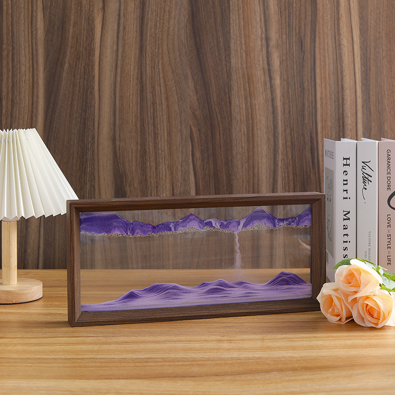 Decorațiune din sticlă: tablou minimalist cu nisip curgător, ramă foto pentru living și birou