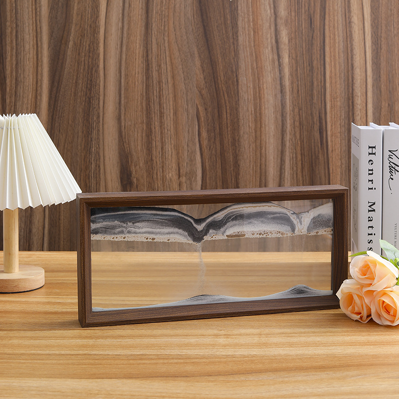 Decorațiune din sticlă: tablou minimalist cu nisip curgător, ramă foto pentru living și birou
