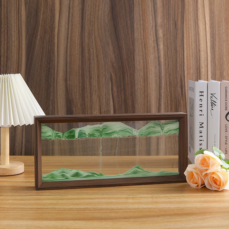 Decorațiune din sticlă: tablou minimalist cu nisip curgător, ramă foto pentru living și birou