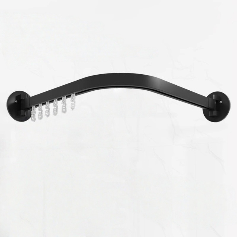 Set perdea de duș magnetic, fără găuri, perdea de separare curbată pentru baie, țesătură impermeabilă pentru duș, separare uscat-umed, pliabil