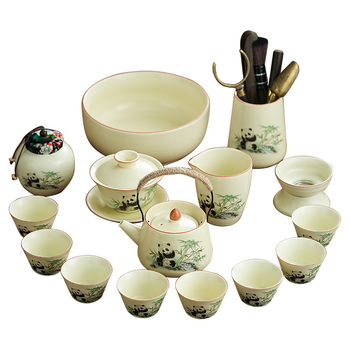 Set de ceai Ru Kiln Panda în stil național, pentru casă și birou, set Gongfu de ceai, cadou premium cu logo personalizat