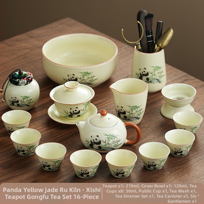 Set de ceai Ru Kiln Panda în stil național, pentru casă și birou, set Gongfu de ceai, cadou premium cu logo personalizat