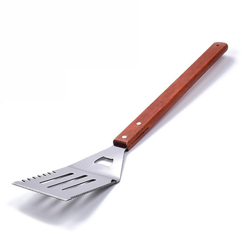 Spatulă de gătit din oțel inoxidabil, mâner lung din lemn, multifuncțională, antiaderent, model GS-022
