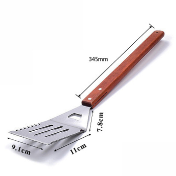 Spatulă de gătit din oțel inoxidabil, mâner lung din lemn, multifuncțională, antiaderent, model GS-022