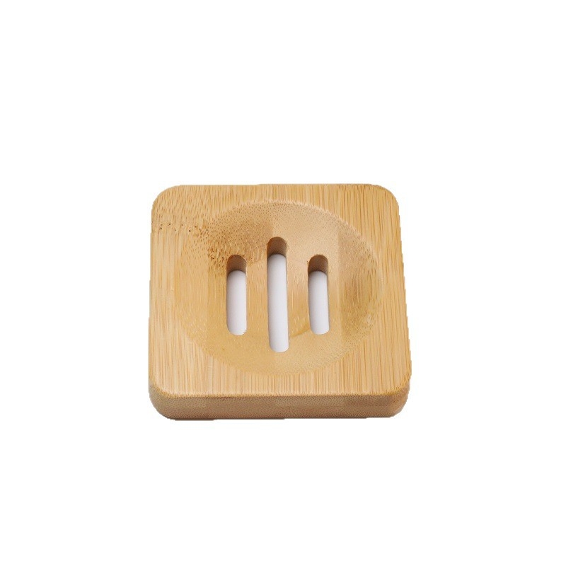 Suport din bambus pentru săpun, pentru baie, cu drenaj, formă trapezoidală, design gol, antiderapant