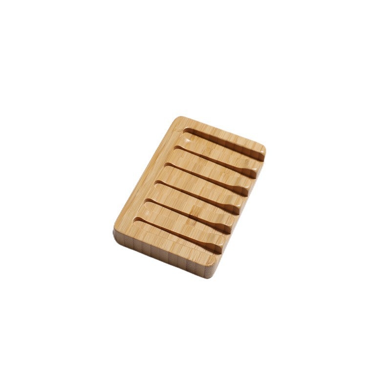 Suport din bambus pentru săpun, pentru baie, cu drenaj, formă trapezoidală, design gol, antiderapant