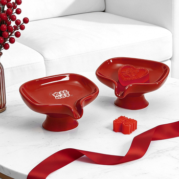 Set roșu de săpun ceramic, pereche pentru nuntă, cadou pentru proaspeți căsătoriți