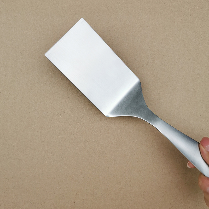 Spatulă din oțel inoxidabil 304 pentru gătit — pentru carne, grătar, prăjituri și pizza, finisaj mat.