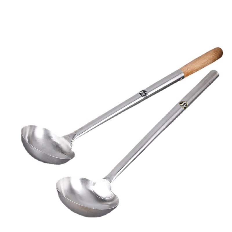 Spatulă din oțel inoxidabil, cu mâner lung din lemn, pentru gătit