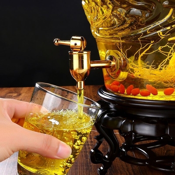 Sticlă de vin din sticlă cu robinet, 5 kg, borcan sigilat pentru vin de casă și vin medicinal