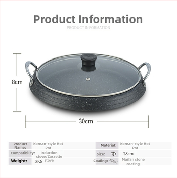 Placǎ rotundă antiaderentă, stil coreean, pentru plită cu inducție, utilizare în aer liber