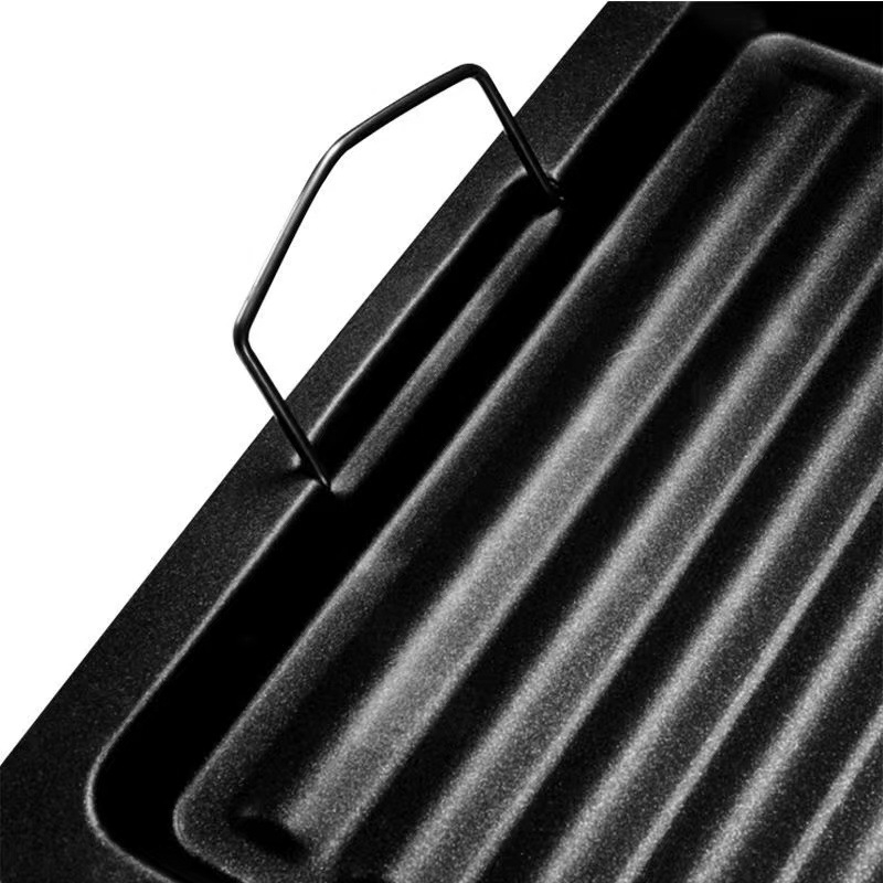 Placă de grătar electric portabilă cu Maifan, plăcuță pătrată din fier, antiaderentă pentru fripturi, potrivită pentru camping și gătit în aer liber