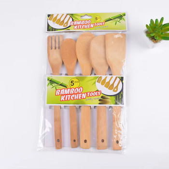 Set din lemn pentru tigăi antiaderente – spatulă pentru prăjit, lingură de orez și lingură de supă, bucătărie
