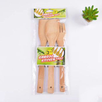 Set din lemn pentru tigăi antiaderente – spatulă pentru prăjit, lingură de orez și lingură de supă, bucătărie