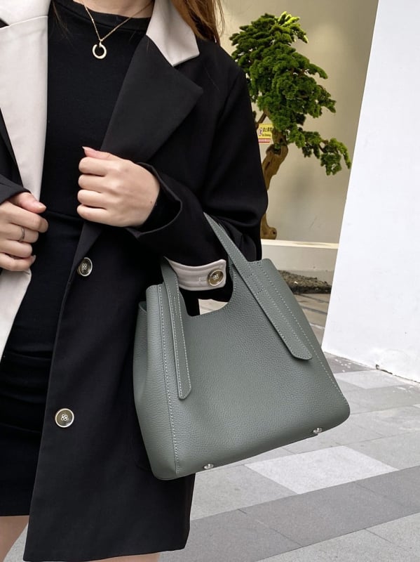 Ženska torbica od prave kože, prvi sloj teleće kože, stil košare za povrće, velika zapremina, crossbody torba