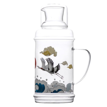 Carafă de suc din sticlă borosilikat, capac, capacitate mare, pentru uz casnic – set, stil retro