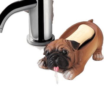 Suport de săpun în formă de pug, pentru uz casnic, drenaj pentru săpun, nu reține apa, potrivit pentru chiuveta din baie, super drăguț
