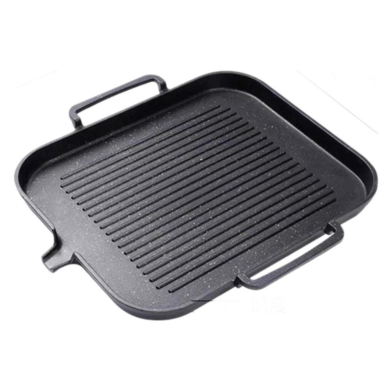 Tigaie de grătar în stil coreean cu piatră Maifan, antiaderentă, fără fum, pentru plite cu inducție, uz casnic și comercial, placă teppanyaki pentru grătar