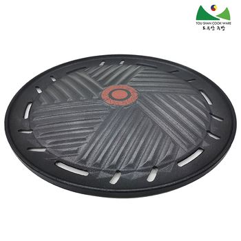 Grătar în stil coreean pentru cuptor electric, tigaie rotundă antiaderentă cu piatră Maifan, diametrul 295 mm