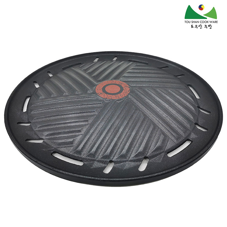 Grătar în stil coreean pentru cuptor electric, tigaie rotundă antiaderentă cu piatră Maifan, diametrul 295 mm
