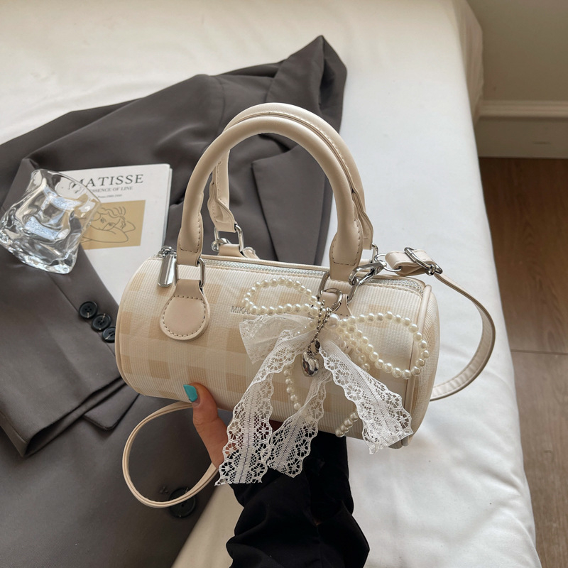 Ženska PU bucket torba, mala veličina, proljeće-ljeto 2026, karirani uzorak, elegantna crossbody torba