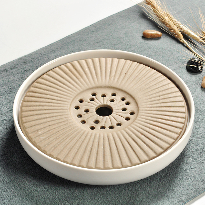 Tavă de ceai din ceramică integrală cu rezervor de apă, stil japonez, mare, cu masă mică de ceai, set Kung Fu pentru ceremonia ceaiului acasă