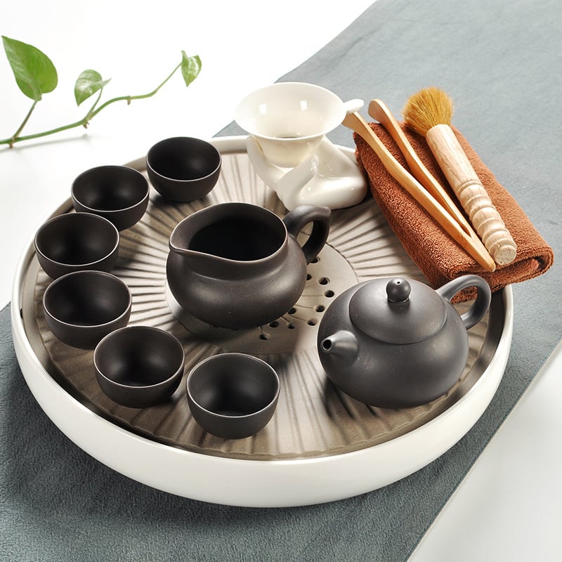 Tavă de ceai din ceramică integrală cu rezervor de apă, stil japonez, mare, cu masă mică de ceai, set Kung Fu pentru ceremonia ceaiului acasă