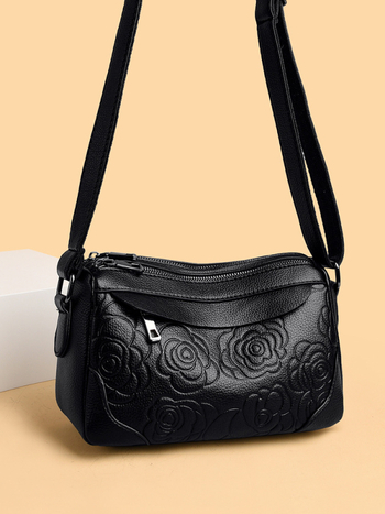 Ženska torba od reljefne mekane kože, moderna torba za rame s velikim kapacitetom, srednje veličine, crossbody dizajn