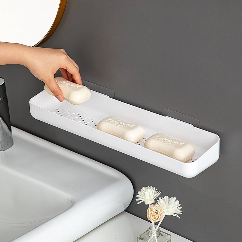 Cutie pentru săpun montată pe perete, drenaj, fără găuri, baie — raft de săpun multifuncțional
