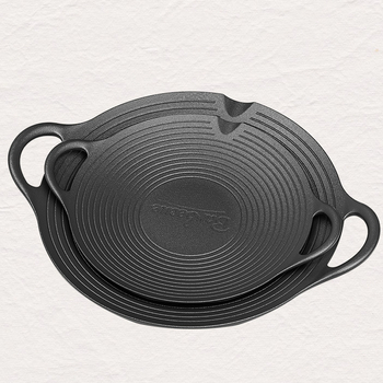 Tigaie grill din fontă pentru gătit în aer liber, platou Teppanyaki rotund, grill antiaderent pentru uz casnic, compatibil cu plite cu inducție și aragaz