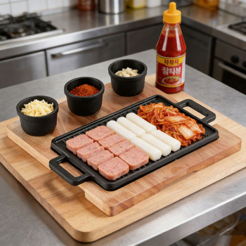Tigaie grill din fontă pentru steak în stil occidental și barbecue coreean, pentru uz casnic și comercial, antiaderent, compatibil cu plite cu gaz și inducție, Xinghe