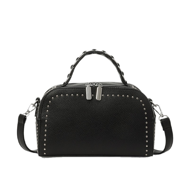 Ženska retro torbica s rivetima, PU, mala kvadratna forma, jedina naramnica, ramena/krstari crossbody, proljeće 2025