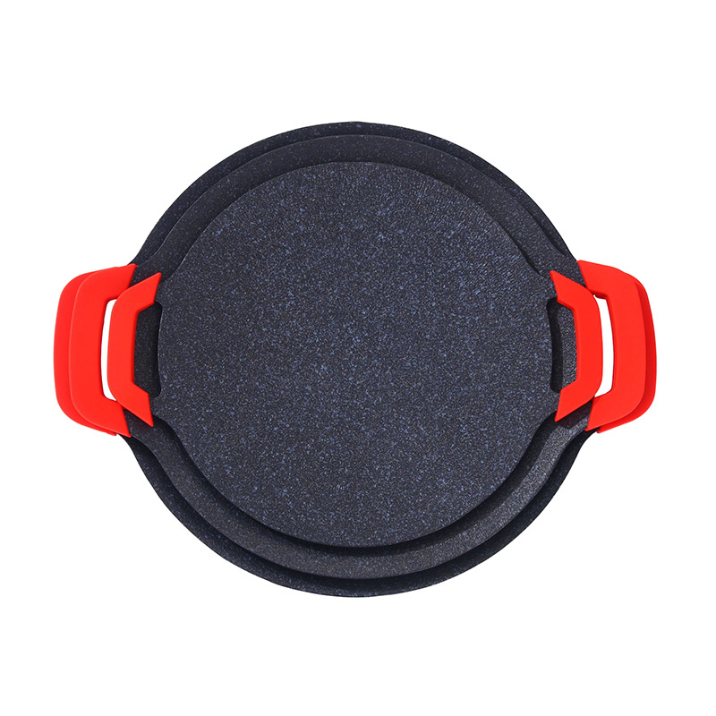 Tigaie grill din aliaj de aluminiu pentru plită cu inducție, tigaie BBQ coreeană, tigaie teppanyaki portabilă pentru camping