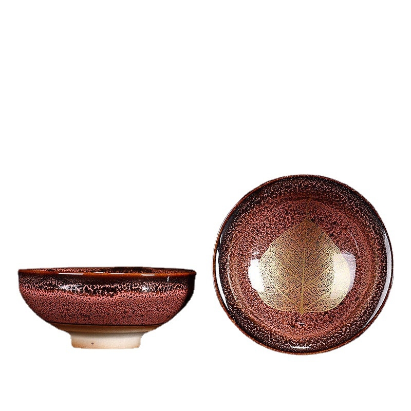 Căniță de ceai în formă de frunză, Jianzhan, ceramică, design frunză de arțar, ceașcă individuală, vas de degustare, cadou de afaceri