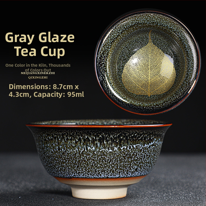 Căniță de ceai în formă de frunză, Jianzhan, ceramică, design frunză de arțar, ceașcă individuală, vas de degustare, cadou de afaceri