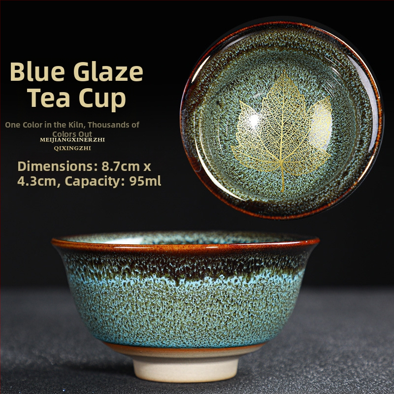 Căniță de ceai în formă de frunză, Jianzhan, ceramică, design frunză de arțar, ceașcă individuală, vas de degustare, cadou de afaceri